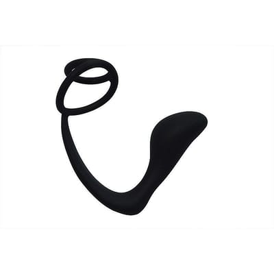 Plug Anal em Silicone Aveludado com Anel Peniano Duplo - 8,5 x 3,1 cm