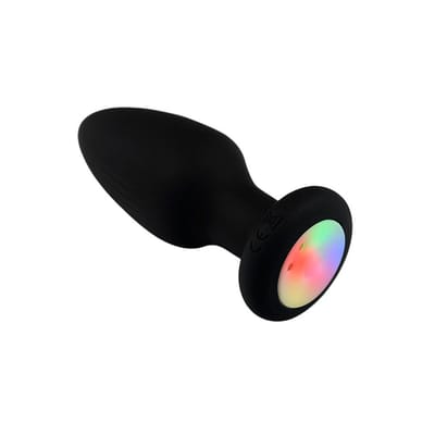 Plug Anal em Silicone com Base LED, 10 Modos de Vibração, 3 Níveis de Rotação, Controle Via Aplicativo e Recarregável - SI | 7,5 x 3,6 cm