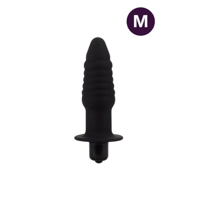 Plug Anal "M" em Silicone com Base de Segurança e Cápsula Vibratória com 10 Vibrações - SI | 8,8 x 3 cm