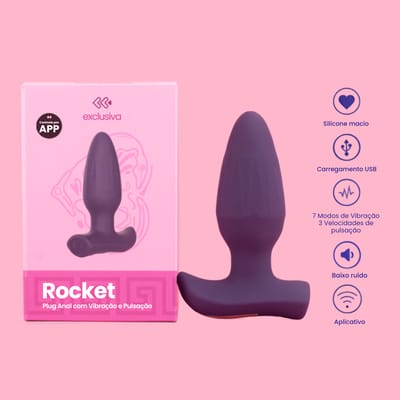 Plug Anal em Silicone com Formato Cônico, 7 Modos de Vibração, 3 Velocidades de Expansão e Controle via App - Exclusiva Rocket | 11,2 x 4,3 cm