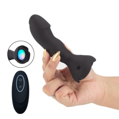 Plug Anal em Silicone em Formato de Pênis com LED, 10 Modos de Vibração e Controle Remoto sem Fio - YouVibe | 10,5 x 3,5 cm