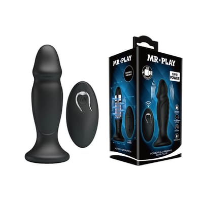Plug Anal em Silicone com Glande Definida e 12 Modos de Vibração com Controle Remoto sem Fio - Pretty Love Mr Play II - 10 x 3,2 cm