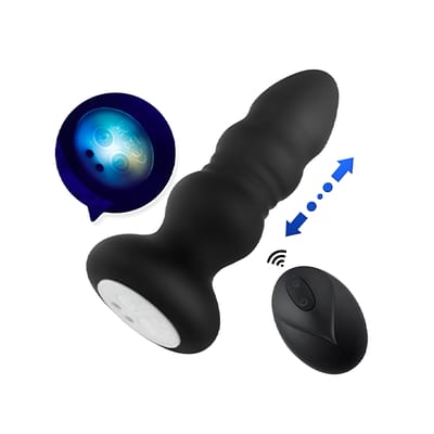 Plug Anal em Silicone com LED, 9 Modos de Vibração e Movimentos Vai e Vem e Controle Remoto Sem Fio - Bump Orgasm | 10,3 x 3,3 cm