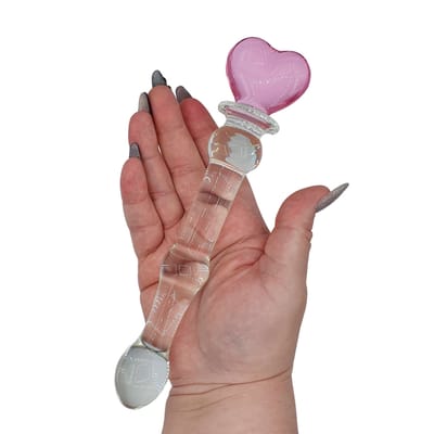 Plug Anal em Vidro com Design Escalonado e Base com Formato de Coração - 3R | 15,5 x 3 cm