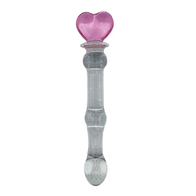 Plug Anal em Vidro com Design Escalonado e Base com Formato de Coração - 3R | 15,5 x 3 cm