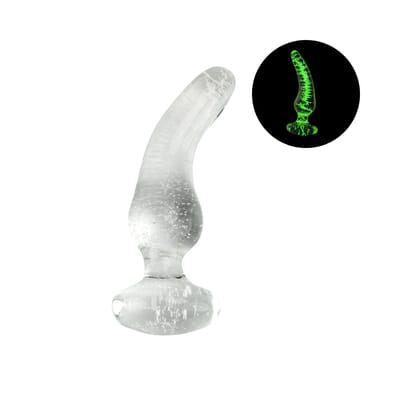 Plug Anal em Vidro Resistente com Curvatura que Brilha no Escuro - 3R Import | 7,5 x 2,5 cm