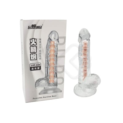 Prótese Peniana Realística Translúcida com Escroto, Vértebra e Base em Ventosa - Powerful Suction Base | 12,7 x 3,6 cm