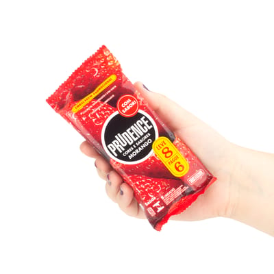 Preservativo com Aroma, Cor e Sabor de Morango - Prudence Cores e Sabores | 8 Unidades