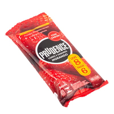 Preservativo com Aroma, Cor e Sabor de Morango - Prudence Cores e Sabores | 8 Unidades