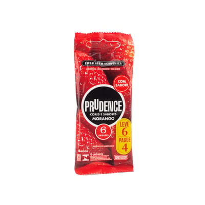 Preservativo com Aroma, Cor e Sabor de Morango - Prudence Cores e Sabores | Leve 6 e Pague 4