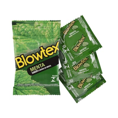 Preservativo com Sabor e Aroma de Menta - Blowtex | 3 Unidades