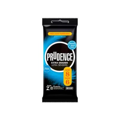 Preservativo Extra Grande Ultra Sensível - Prudence | 56mm | 8 Unidades