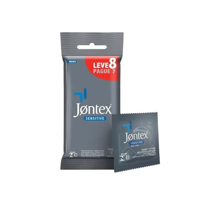 Preservativo Lubrificado Extra Fino que Proporciona a Sensação de Não Estar Usando Nada - Jontex Sensitive | Leve 8 pague 7