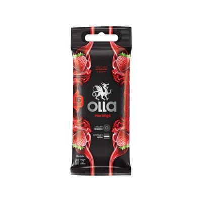 Preservativo Lubrificado Sabor Morango - Olla | 6 Unidades