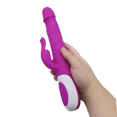 Vibrador Rabbit Recarregável com 12 Modos de Vibração, Função Vai Vem e Esferas Estimuladoras  - Pretty Love Adrian | 16,5 x 3,3 cm