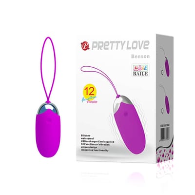 Cápsula Vibratória Recarregável em Silicone com 12 Modos de Vibração - Pretty Love Benson | 7,2 x 3,3 cm
