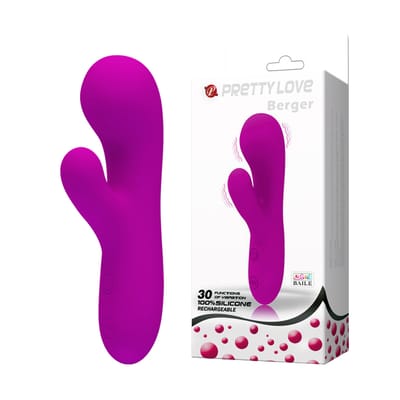Vibrador Estimulador de Clítoris e Ponto G em Silicone com 30 Modos de Vibração e Recarregável - Pretty Love Berger | 6,5 x 3,8 cm