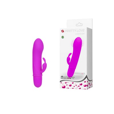 Vibrador de Ponto G com Estimulador Clitoriano em Silicone, 10 Modos de Vibração e Resistência a Água - Pretty Love Caesar | 11,7 x 2,5 cm | Disponível em 2 Cores