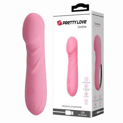 Vibrador de Ponto G com Glande, Feito em Silicone com 30 Modos de Vibrações e Recarregável - Pretty Love Candice | 10,2 x 3 cm