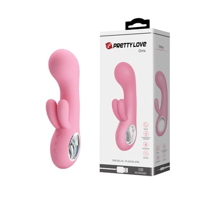 Vibrador Estimulador de Ponto G e Clítoris em Silicone com 7 Modos de Vibração e Recarregável - Pretty Love Chris | 9 x 3,8 cm | Disponível em 2 Cores