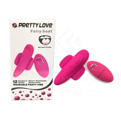 Vibrador de Calcinha com Controle Remoto sem Fio e 12 Modos de Vibração - Pretty Love Fairy Boat| Disponível em 2 Cores