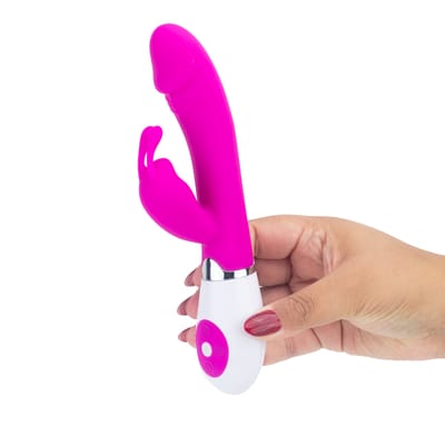 Vibrador de Ponto G e Clítoris em Forma de Coelho com 30 Níveis de Vibração - Pretty Love Gene | 10 x 3,2 cm | Disponível em 3 Cores
