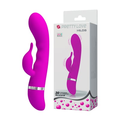 Vibrador de Ponto G com Estimulador Clitoriano, Ondulações e 30 Modos de Vibração - Pretty Love Hilda | 10,5 x 3,2 cm