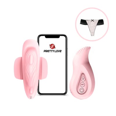 Vibrador de Calcinha em Silicone com 12 Modos de Vibração, Controle Remoto Sem Fio e via Aplicativo - Pretty Love Love Boat | 11,3 x 6,5 cm