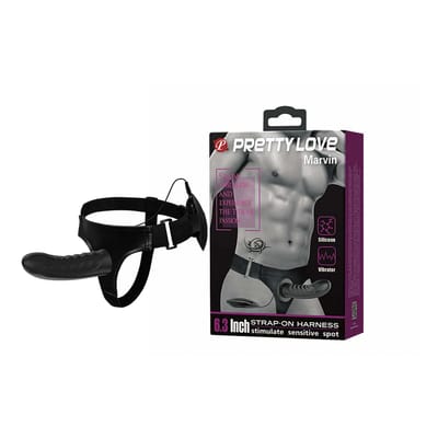 Pretty Love Marvin - Cinta em Couro Sintético com Capa Peniana Estimuladora de Ponto G, Vibro Multivelocidade e Controle Remoto - Veste até o GG