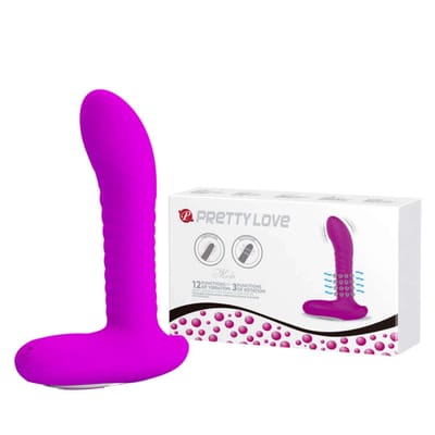 Estimulador de Próstata e Períneo em Silicone Resistente à Água com 12 Modos de Vibração e 3 Funções de Rotações Ambas Silenciosas - Pretty Love Merlin - 16 x 3,4 cm | Cor: Roxo