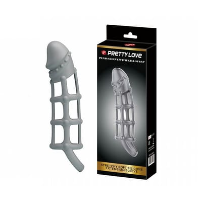 Capa Peniana Vazada em Silicone com Anel para Escroto - Pretty Love Penis Sleeve With Ball Strap
