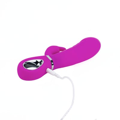 Vibrador Estimulador de Ponto G e de Clítoris em Silicone Super Macio com 7 Modos de vibrações, Função Memória e Recarregável - Pretty Love Prescott | 11 x 3,9 cm