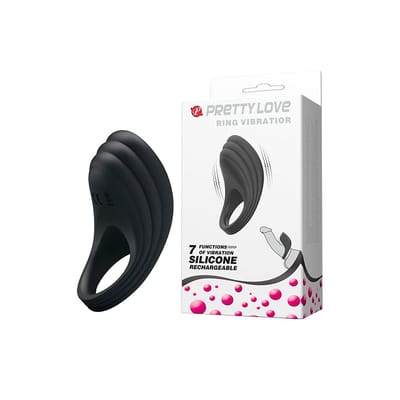 Anel Peniano Recarregável com 7 Modos de Vibrações e Estimulador de clítoris - Pretty Love Ring Vibratior | 7,5 x 4,2 cm