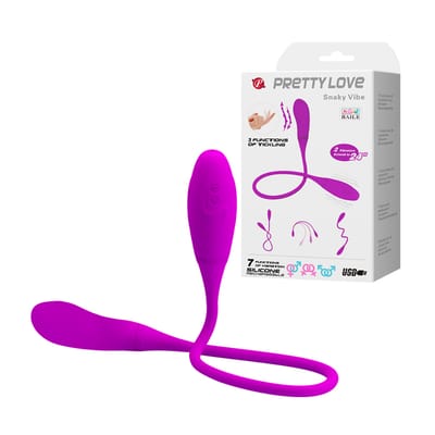 Vibrador Duplo Recarregável com 7 Modos de Vibração, a Prova D'Água - Pretty Love Snaky Vibe III | 60 x 3 cm