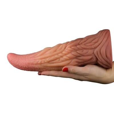 Prótese em Formato de Língua Monster em Silicone com Texturas e Ventosa - LoveToy 10" | 23 x 7,4 cm