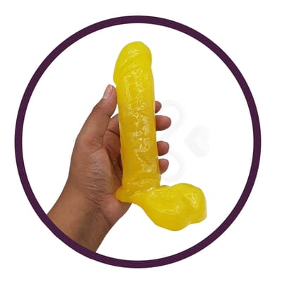 Adão & Eva - Prótese em Formato de Pênis em Gel com Escroto e Aroma de Abacaxi - 16,5 x 4 cm