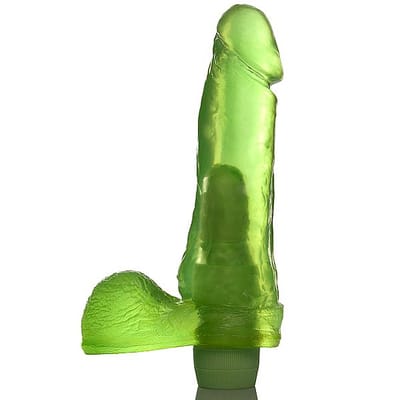 Prótese em Formato de Pênis em Gel com Escroto e Vibrador - Adão Eva | Disponível em 2 Tamanhos