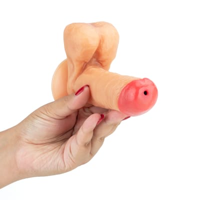 Prótese no Formato de Pênis Realística que Ejacula com Glande Delineada, Ventosa e Escroto - Adão & Eva Splash | 13,3 x 3,5 cm