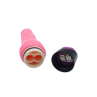 Prótese em TPR no Formato Realístico de Pênis com Glande Definida, Veias e Vibração Multivelocidade - Pink Vibe | 19 x 4,1 cm