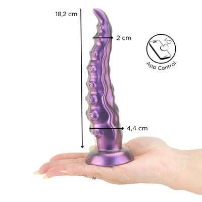 Prótese Peniana em Formato de Tentáculo em Silicone com 10 Modos de Vibração, Movimentos, Ventosa e App Interativo - Yaffa | 18,2 x 4,4 cm