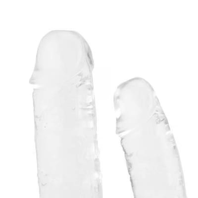 Prótese Peniana Dupla com Veias em TPE Transparente e Base Ventosa - Sexy Import