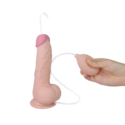 Prótese Peniana Realística Ejaculadora com Escroto em TPE - Lovetoy Soft Ejaculation Cock With Ball | 14 x 4,2 cm