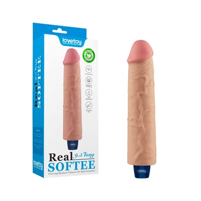 Prótese Peniana Realística Recarregável com 10 Modos de Vibração e Glande Definida - Lovetoy Real Softee 9.5" Long | 20,5 x 5,1 cm