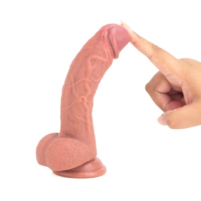 Prótese Peniana Realística em Silicone com Glande, Escroto e Ventosa - Chisa Sensua Craft 7.5'' | 14,5 x 3,5 cm