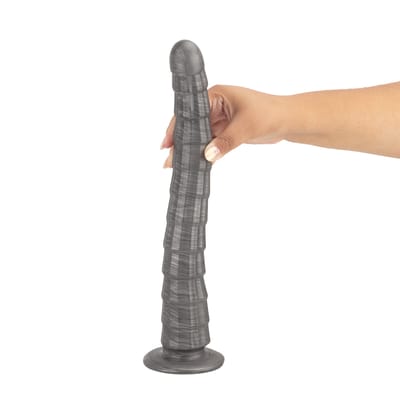 Prótese Peniana com Texturas em Camada, Feito de PVC Macio, 10 Modos de Vibração e Recarregável - Lovetoy Vibrax Slider | 36 x 4,5 cm