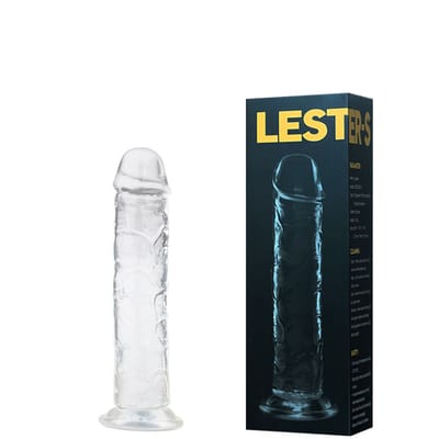 Prótese Peniana Transparente em TPE no Formato Realístico com Ventosa - Lester-S | 17,5 x 3,4 cm