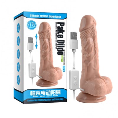 Prótese Realística com 10 Modos de Vibração, 7 Movimentos de Vai e Vem e Função Aquecimento - Pake Dildo | 12 x 3,7 cm