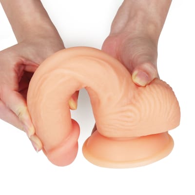 Prótese Realística com Glande Definida, Veias, Escroto e Ventosa - Lovetoy Ultra Soft Dude II 8.0" | 14 x 4 cm