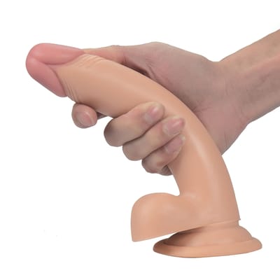 Prótese Realística em TPE Macio com Glande Definida, Escroto e Ventosa - Leke Lifelike Realistic Dildo | 16 x 3,5 cm