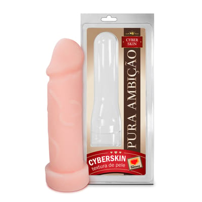 Capa Peniana em Formato de Pênis em CyberSkin com Glande e Veias Suaves - Pura Ambição | 17,5 x 5 cm | Cor: Bege